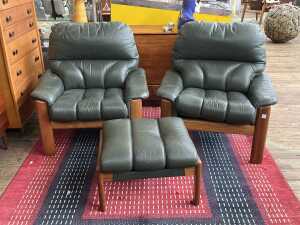 Two Tessa armchairs and one footstool