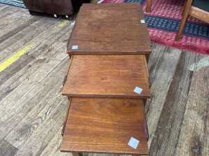 Mid-century teak nest of three side tables - 2