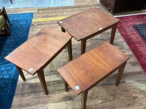Mid-century teak nest of three side tables - 3