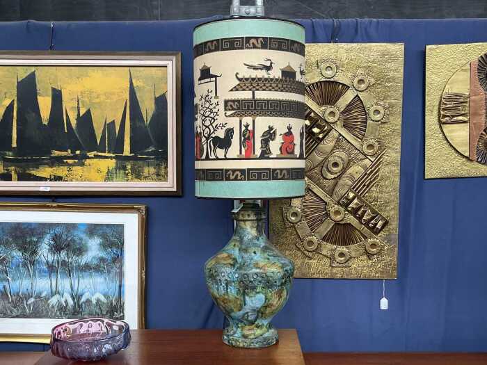 Alvino Bagni Italian mid-century 'Sea Garden' ceramic lamp