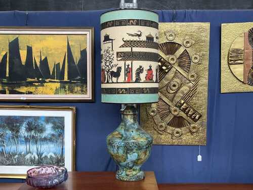 Alvino Bagni Italian mid-century 'Sea Garden' ceramic lamp