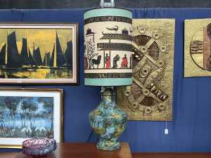 Alvino Bagni Italian mid-century 'Sea Garden' ceramic lamp