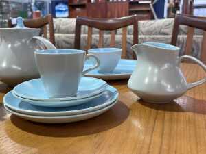 Poole Pottery 'Sky Blue and Dove Grey' tea setting for six - 3