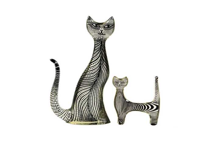 Two Abraham Palatnik mid-century Lucite cat sculptures