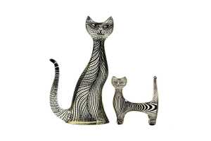 Two Abraham Palatnik mid-century Lucite cat sculptures