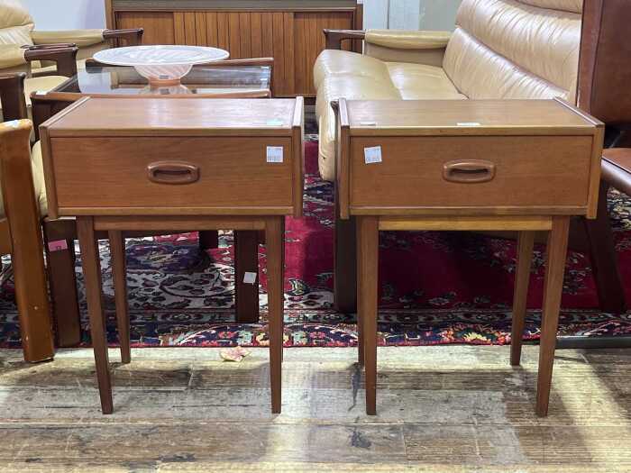 Pair of Parker Nordic mid-century teak bedsides