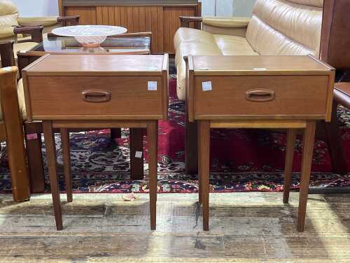 Pair of Parker Nordic mid-century teak bedsides