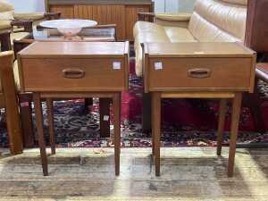 Pair of Parker Nordic mid-century teak bedsides