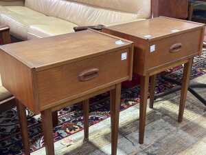 Pair of Parker Nordic mid-century teak bedsides - 2