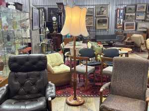 Teak floor lamp