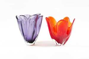Two art glass vases