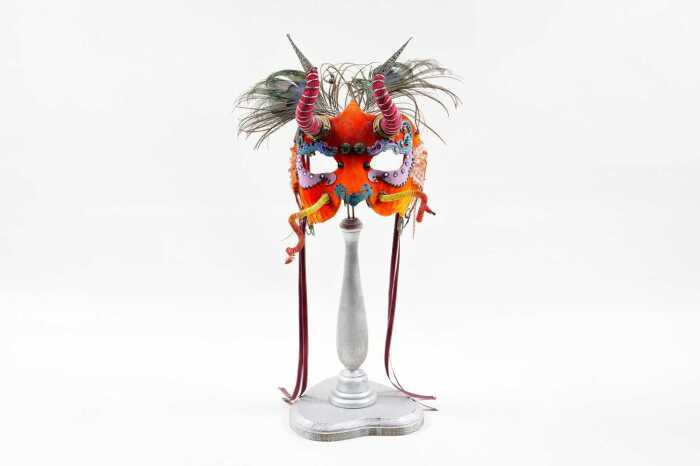 Judith Rauchfuss for Cirque du Soleil, orange velvet masquerade mask