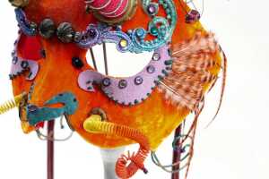 Judith Rauchfuss for Cirque du Soleil, orange velvet masquerade mask - 3