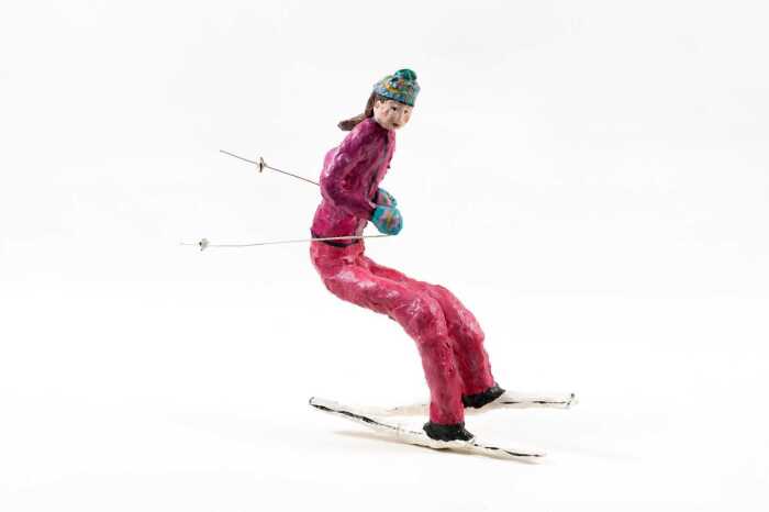 Elizabeth Tarrant, Skier, 2001. Painted papier-m&acirc;ch&eacute; wall mounted sculpture
