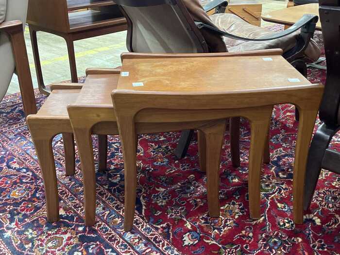 John Grimes mid-century teak nesting set of three tables