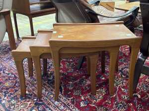 John Grimes mid-century teak nesting set of three tables