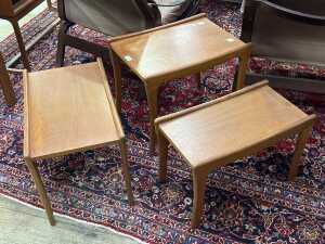 John Grimes mid-century teak nesting set of three tables - 2