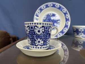 Arabia blue and white porcelain breakfast setting for two - 2