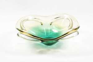 Mid-century green art glass centre bowl