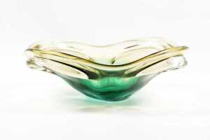 Mid-century green art glass centre bowl - 4