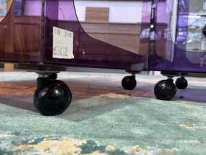 Two mid-century transparent acrylic purple side tables in graduating sizes - 4
