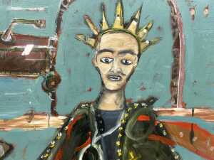 Nathan Feldman (1974-), Christ with Indian Garbage Truck, 2003. Oil painting on paper applied to canvas - 2