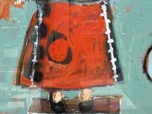 Nathan Feldman (1974-), Christ with Indian Garbage Truck, 2003. Oil painting on paper applied to canvas - 3