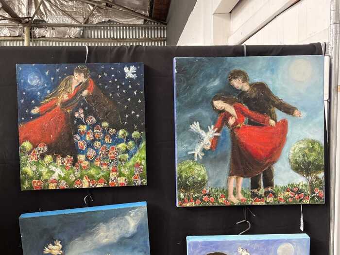Karen Armstrong, Like A Dream and Giants (2). Two oil paintings on canvas