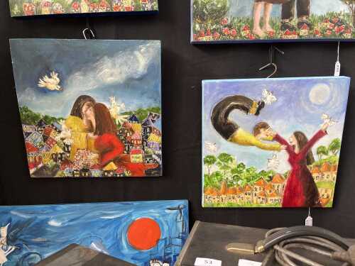 Karen Armstrong, Joyful and Whispering (2). Two oil paintings on canvas