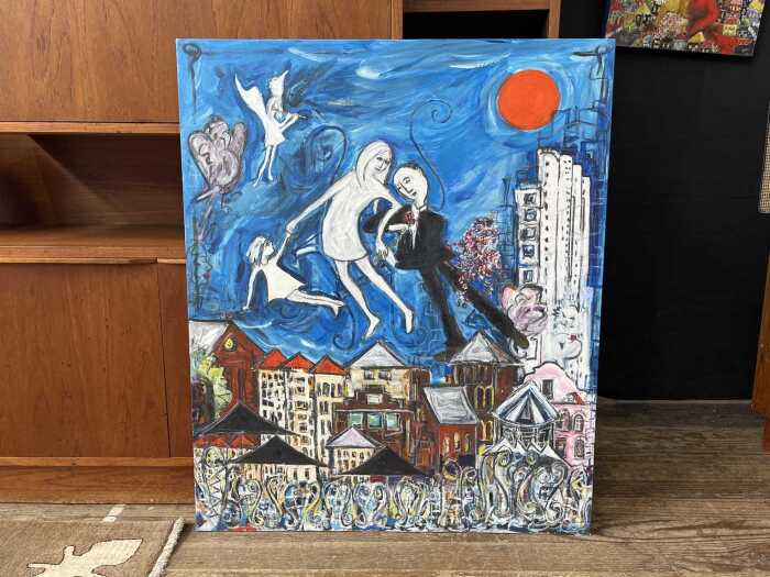 Karen Armstrong, The First Skyfamily, 2002. Acrylic painting on canvas