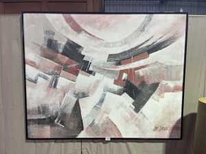 Lee Reynolds, abstract in black, white and pink. Acrylic on canvas - 2