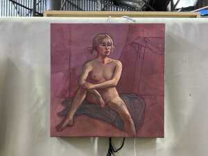 Roz McQuillan, Gia, Seated. Oil painting on canvas