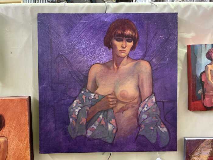 Roz McQuillan, The Girl with the Red Fox Tattoo. Oil painting on linen