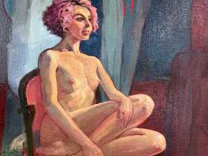 Roz McQuillan, Female Nude With Pink Hair. Oil painting on canvas - 2