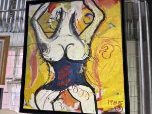 Artist unknown (Roar Studios), primary colour torso triptych, 1985 (3). Three oil paintings on canvas - 2