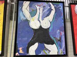 Artist unknown (Roar Studios), primary colour torso triptych, 1985 (3). Three oil paintings on canvas - 3