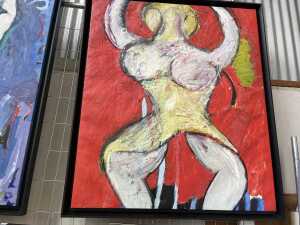 Artist unknown (Roar Studios), primary colour torso triptych, 1985 (3). Three oil paintings on canvas - 4