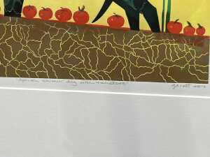 Gwen Scott, Spanish Souvenir Dog with Tomatoes, 2014, 10/10. Linocut print on paper - 3