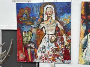 Cate Maddy, untitled bride with wounded arm. Mixed media on canvas - 2