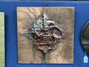 Mid-century Brutalist metal wall panel