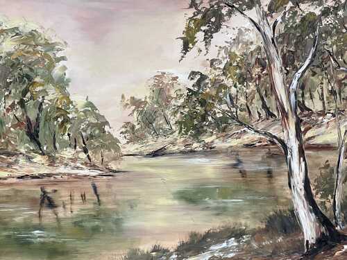 Avril Foenander, Murray River. Oil painting on board