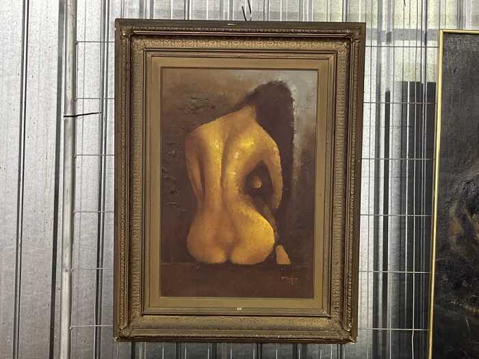 Metz, nude study. Mid-century oil painting on canvas