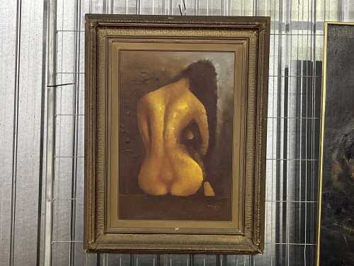 Metz, nude study. Mid-century oil painting on canvas
