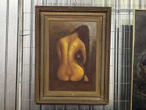 Metz, nude study. Mid-century oil painting on canvas