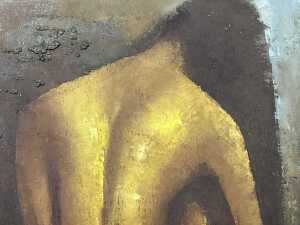 Metz, nude study. Mid-century oil painting on canvas - 2
