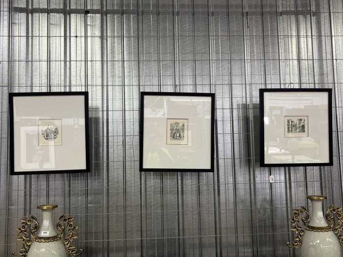 Artist unknown, set of three Venetian Carnival engravings on paper (3).