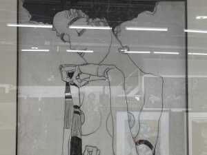 After Egon Schiele's Standing Girl. Black and white print on paper - 2