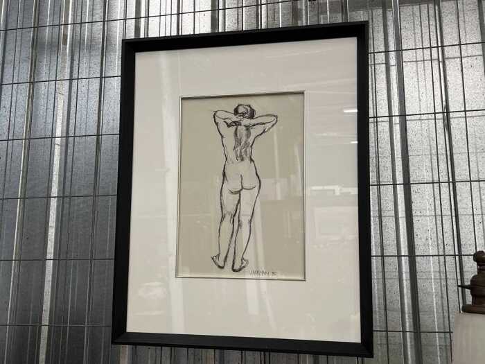 Hilary Jackson (1943-), nude study, 1995. Charcoal drawing on paper