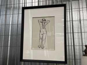 Hilary Jackson (1943-), nude study, 1995. Charcoal drawing on paper