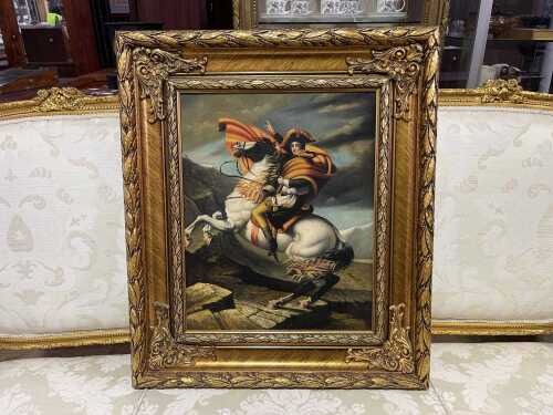 V. Corsini after Jacques-Louis David's Napoleon Crossing the Alps. Reproduction painting on canvas